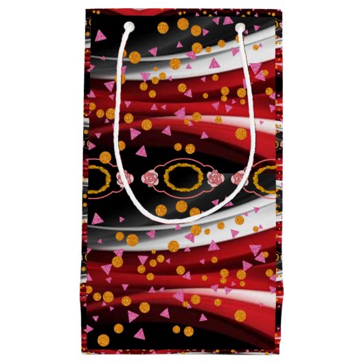 Gift Bag Happy Abstract Rood Zwart Wit Klein Cadeauzakje (Voorkant)