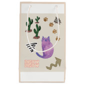 Gift Bag Happy Cat Fish Cactus Meow Paws Klein Cadeauzakje (Voorkant)