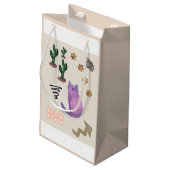 Gift Bag Happy Cat Fish Cactus Meow Paws Klein Cadeauzakje (Achterkant Gekanteld)