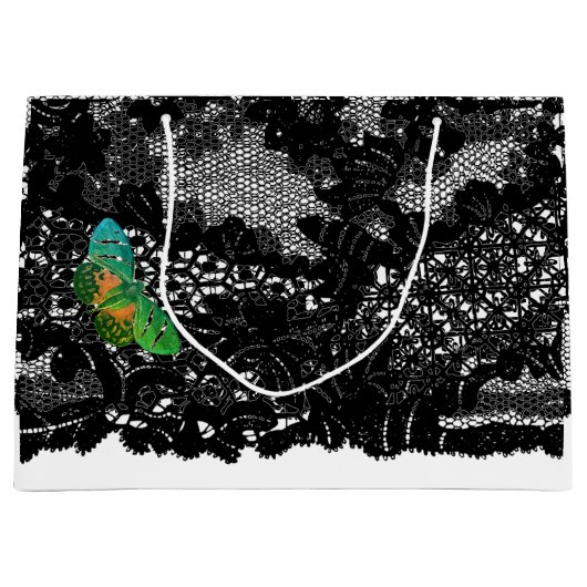 Gift Bag HUMMINGBIRD EN ZWARTE LACE Groot Cadeauzakje (Voorkant)