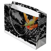Gift Bag HUMMINGBIRD EN ZWARTE LACE Groot Cadeauzakje (Achterkant Gekanteld)