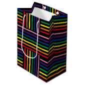 Gift Bag - Interlaced Rainbow met gekleurde linten Medium Cadeauzakje (Voorkant Gekanteld)