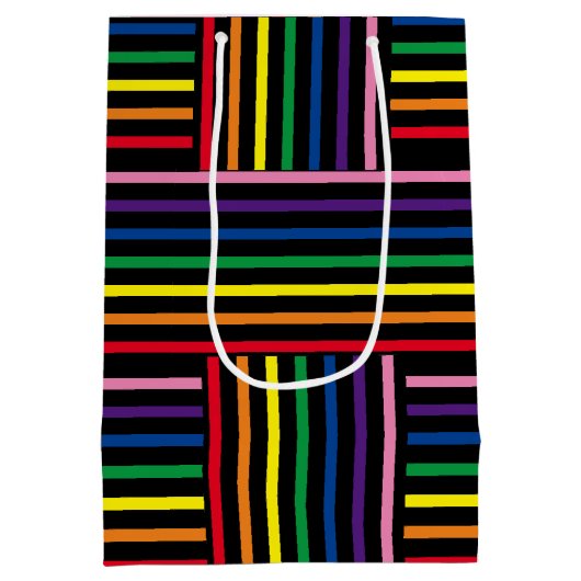 Gift Bag - Interlaced Rainbow met gekleurde linten Medium Cadeauzakje (Achterkant)