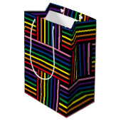 Gift Bag - Interlaced Rainbow met gekleurde linten Medium Cadeauzakje (Achterkant Gekanteld)