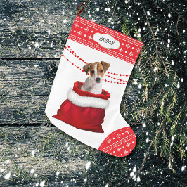 Gift Bag Jack Russell Terrier Snowflake Border Grote Kerstsok
