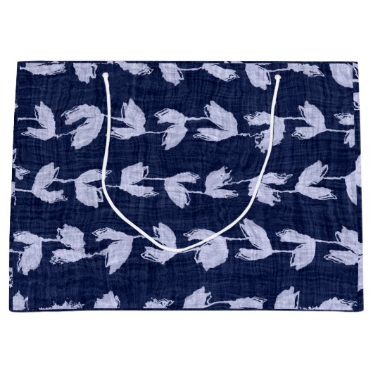 Gift Bag JAPANESE BLUE LEAF PATROON Groot Cadeauzakje (Voorkant)