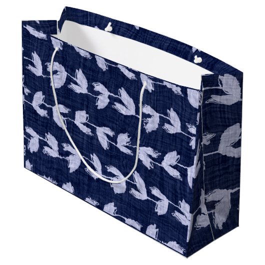 Gift Bag JAPANESE BLUE LEAF PATROON Groot Cadeauzakje (Achterkant Gekanteld)