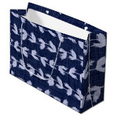 Gift Bag JAPANESE BLUE LEAF PATROON Groot Cadeauzakje (Voorkant Gekanteld)