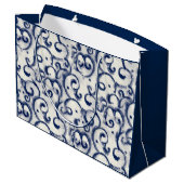 GIFT BAG JAPANESE PATROON IN INDIGO GROOT CADEAUZAKJE (Achterkant Gekanteld)