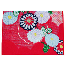 Gift Bag JAPANESE RED KIMONO PATROON MET STROMEN