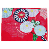 Gift Bag JAPANESE RED KIMONO PATROON MET STROMEN Groot Cadeauzakje (Achterkant)