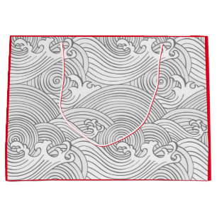 GIFT BAG JAPANESE WAVE PATROON OP ROOD GROOT CADEAUZAKJE