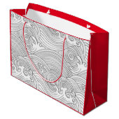 GIFT BAG JAPANESE WAVE PATROON OP ROOD GROOT CADEAUZAKJE (Achterkant Gekanteld)