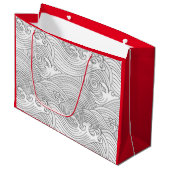 GIFT BAG JAPANESE WAVE PATROON OP ROOD GROOT CADEAUZAKJE (Voorkant Gekanteld)