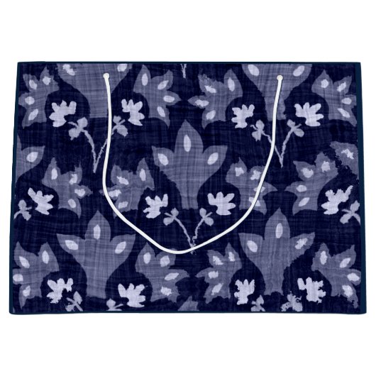 GIFT BAG JAPANS ABSTRACT FLORAL PATTERN IN BLAUW GROOT CADEAUZAKJE (Voorkant)