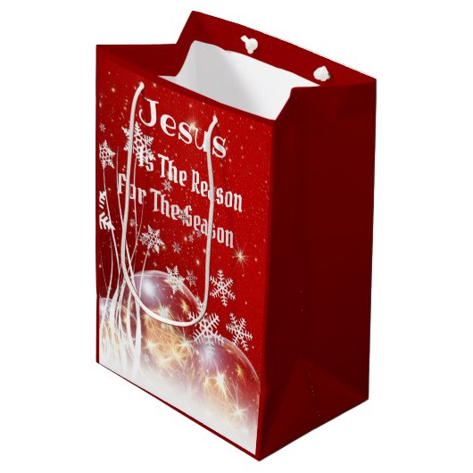 Gift Bag Jesus is de Reason Kerstmis. Medium Cadeauzakje (Voorkant Gekanteld)