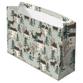 Gift Bag Kerstmis rendier patroon Groot Cadeauzakje (Achterkant Gekanteld)