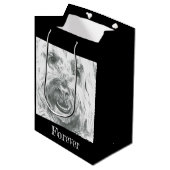Gift Bag, Labradoodle, Zwart & Wit Kunst, Liefde Medium Cadeauzakje (Voorkant Gekanteld)