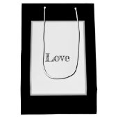 Gift Bag, Labradoodle, Zwart & Wit Kunst, Liefde Medium Cadeauzakje (Achterkant)
