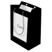 Gift Bag, Labradoodle, Zwart & Wit Kunst, Liefde Medium Cadeauzakje (Achterkant Gekanteld)