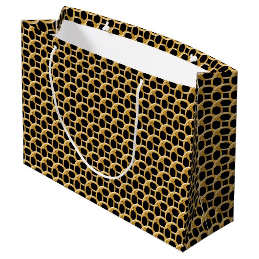 Gift Bag (Lg) - Golden Chain Mail Groot Cadeauzakje (Achterkant Gekanteld)