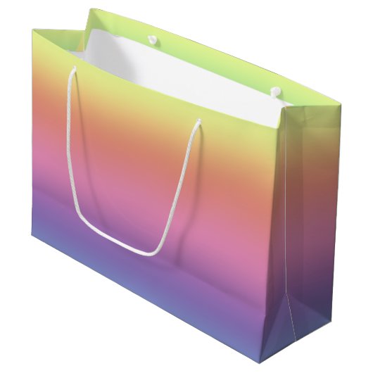 Gift Bag (Lg) - Horizontale regenboogstrips Large Cadeautasje (Voorkant Gekanteld)