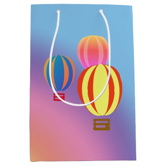Gift Bag - Luchtballonnen en regenboog Medium Cadeauzakje (Voorkant)