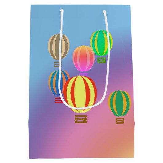 Gift Bag - Luchtballonnen en regenboog Medium Cadeauzakje (Achterkant)