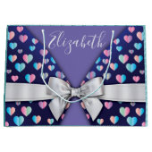 Gift Bag met Bow en Heart Speckles Groot Cadeauzakje (Voorkant)