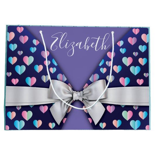 Gift Bag met Bow en Heart Speckles Groot Cadeauzakje (Achterkant)