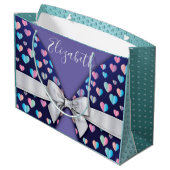 Gift Bag met Bow en Heart Speckles Groot Cadeauzakje (Achterkant Gekanteld)
