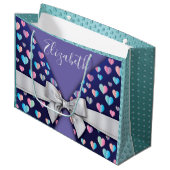 Gift Bag met Bow en Heart Speckles Groot Cadeauzakje (Voorkant Gekanteld)