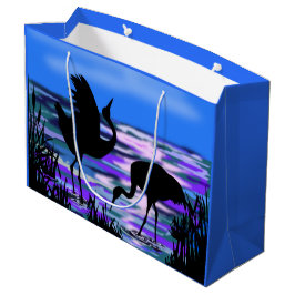 Gift Bag met Cranes Bird op Sunset Lake Groot Cadeauzakje