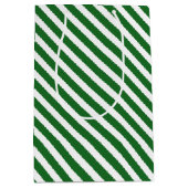 Gift Bag met groen en wit strips Medium Cadeauzakje (Voorkant)