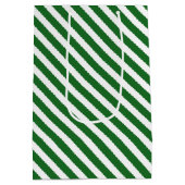 Gift Bag met groen en wit strips Medium Cadeauzakje (Achterkant)