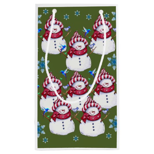 Gift Bag met kerstmis Snowman Klein Cadeauzakje (Achterkant)