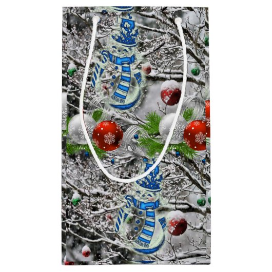 Gift Bag met kerstmis Snowman Klein Cadeauzakje (Achterkant)