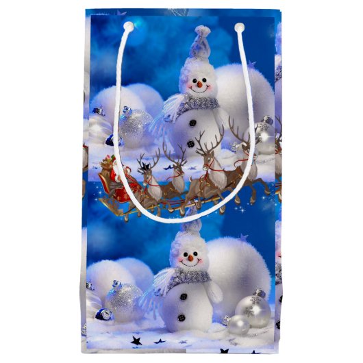 Gift Bag met kerstmis Snowman Klein Cadeauzakje (Voorkant)