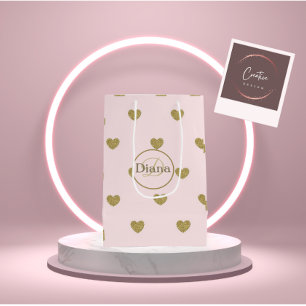 Gift bag met monogram en naam medium cadeauzakje