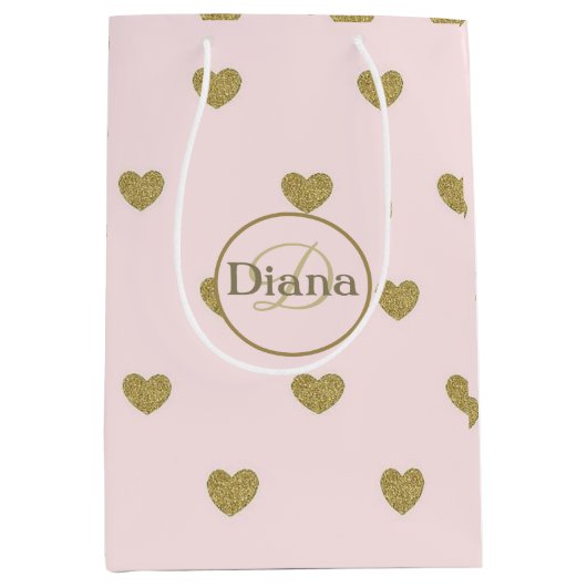 Gift bag met monogram en naam medium cadeauzakje (Voorkant)