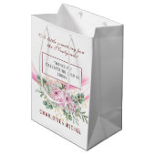 Gift Bag met roze golf en Floral Wedding Medium Cadeauzakje (Voorkant Gekanteld)