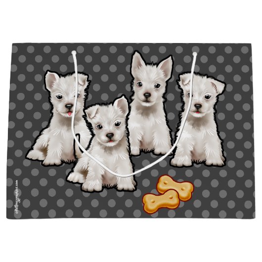 Gift bag met schattige puppies polka-puntontwerp groot cadeauzakje (Voorkant)
