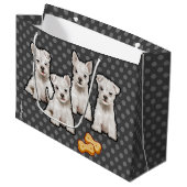 Gift bag met schattige puppies polka-puntontwerp groot cadeauzakje (Voorkant Gekanteld)
