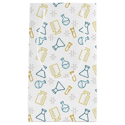 Gift bag met wetenschappelijke pictogrammen in bla klein cadeauzakje (Voorkant)