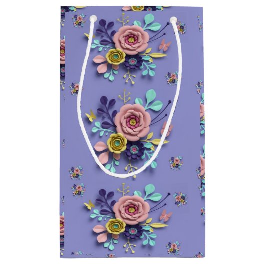 Gift Bag Paars Floral Klein Cadeauzakje (Achterkant)