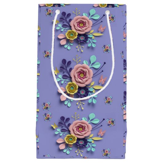 Gift Bag Paars Floral Klein Cadeauzakje (Voorkant)