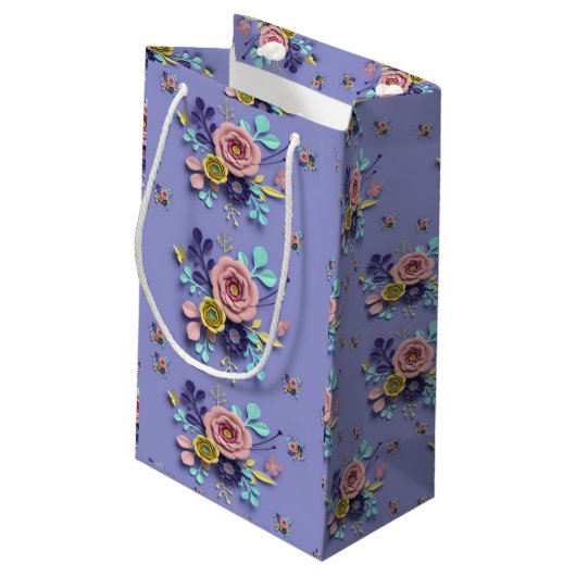 Gift Bag Paars Floral Klein Cadeauzakje (Achterkant Gekanteld)