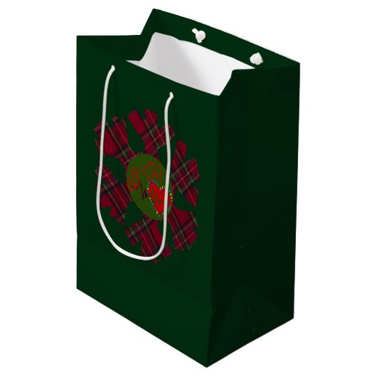 Gift Bag Plaid Snowflake  Medium Cadeauzakje (Voorkant Gekanteld)