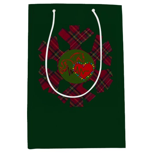 Gift Bag Plaid Snowflake  Medium Cadeauzakje (Voorkant)