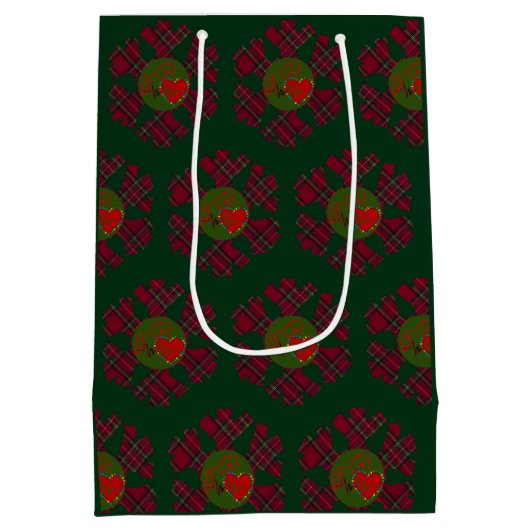 Gift Bag Plaid Snowflake  Medium Cadeauzakje (Achterkant)